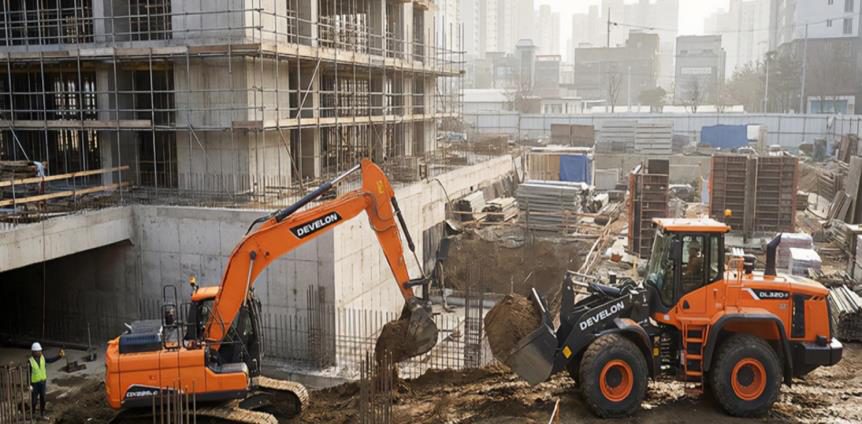 Obra de construcción con maquinaria